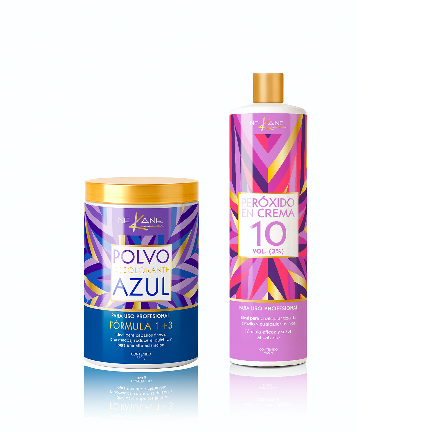 JUEGO de Polvo decolorante azul 1+3 350g y Péroxido 10 Vol. 900 gr.